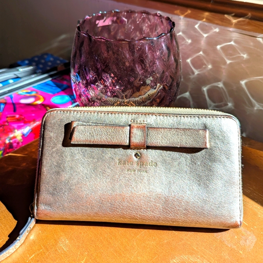 Kate Spade Gold Wallet with Bow Accent